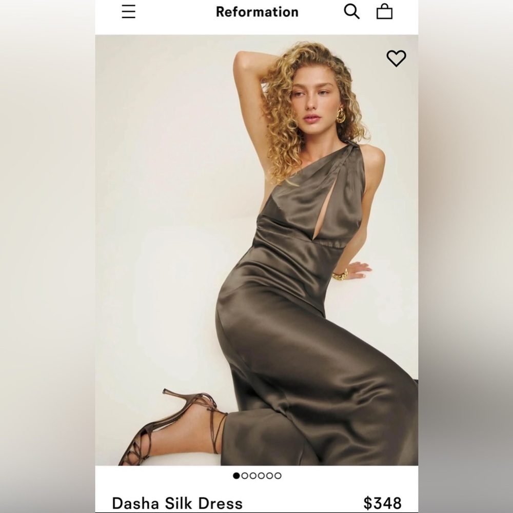 NWT $348 Reformation Dasha Brown Bronze Silk Maxi Dress Size 12